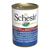 Вологий корм Schesir Tuna with Whitebaits, консерви для котів, тунець з анчоусами в бульйоні, 140 г
