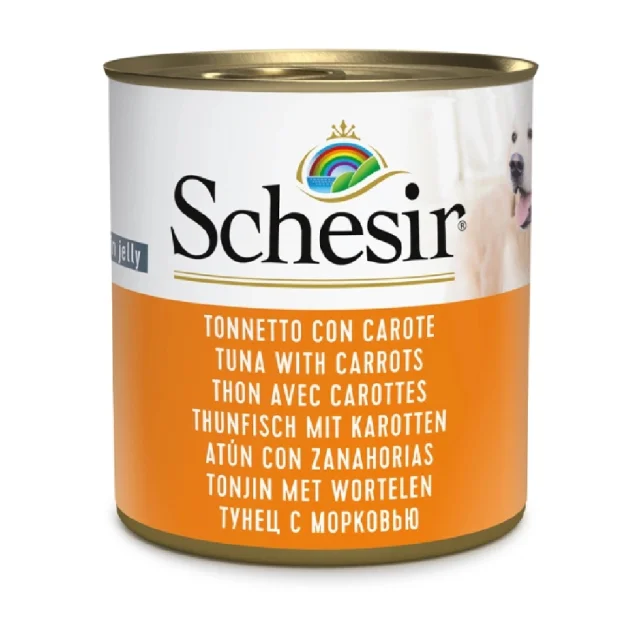 Вологий корм Schesir Tuna With Carrots, консерви для собак, тунець з морквою в желе, 285 г
