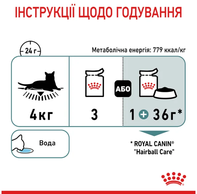 Вологий корм Royal Canin Hairball Care для виведення шерсті у кішок, шматочки в соусі, 85 г