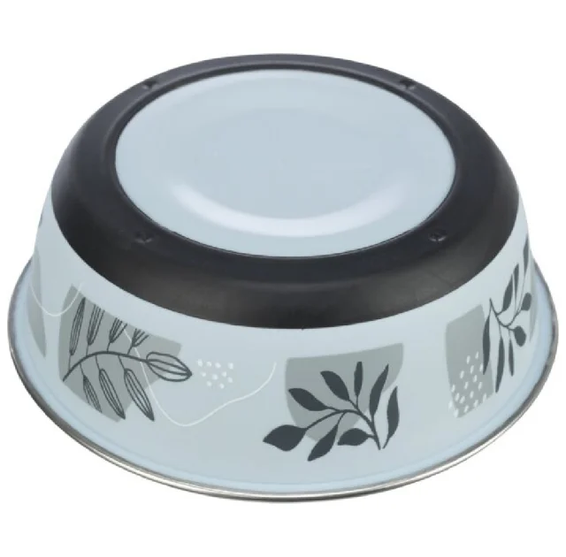 Миска Trixie Stainless Steel Bowl для кошек, нержавеющая сталь, резиновая кромка, 200 мл, 12 см, сине-серый
