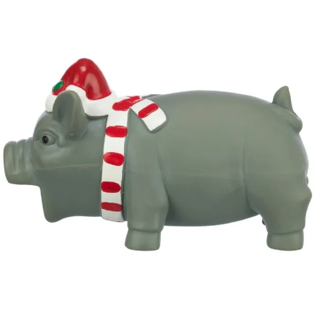 Игрушка Trixie Pig для собак, рождественский поросенок, латекс, 16 см
