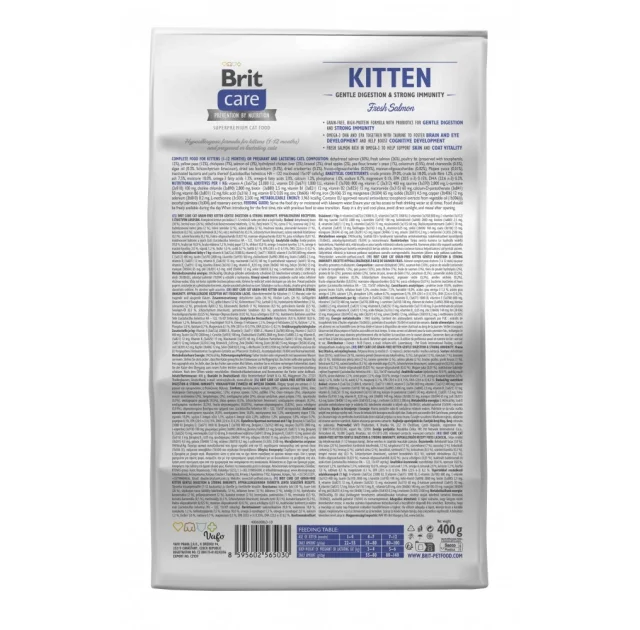 Сухий корм Brit Care Cat GF Kitten Digestion Immunity для кошенят лосось, 400 г