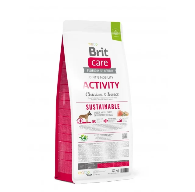 Сухой корм Brit Care Sustainable Activity для активных собак курица и насекомые, 12 кг