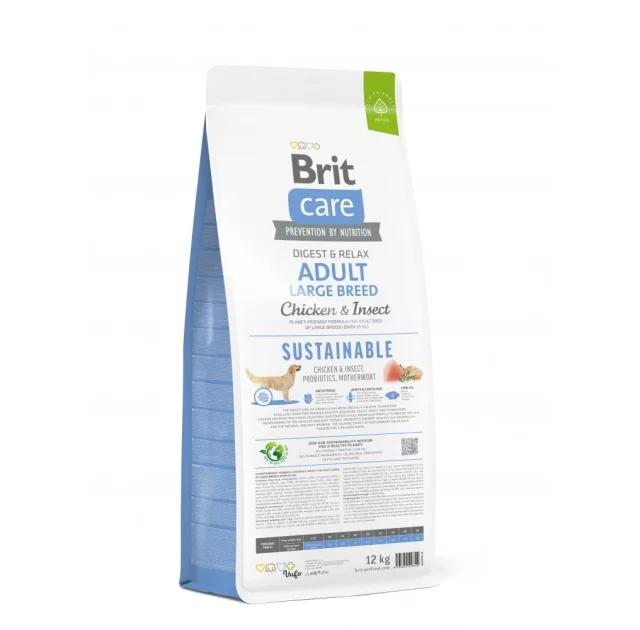 Сухой корм Brit Care Sustainable Adult Large Breed для собак, больших пород, курица и насекомые, 12 кг