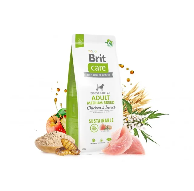 Сухой корм Brit Care Sustainable Adult Medium Breed для собак, средних пород, курица и насекомые, 1 кг