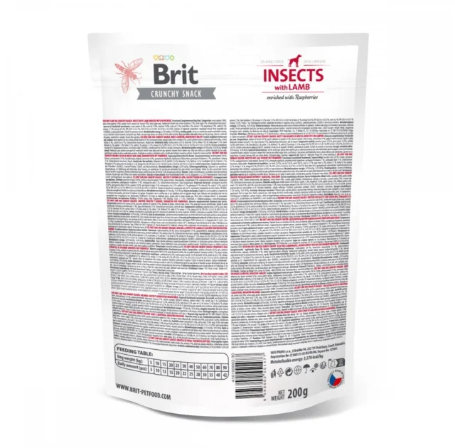 Ласощі Brit Care Crunchy Cracker Insects with Lamb для собак, для травлення, комахи і ягня малина, 200 г
