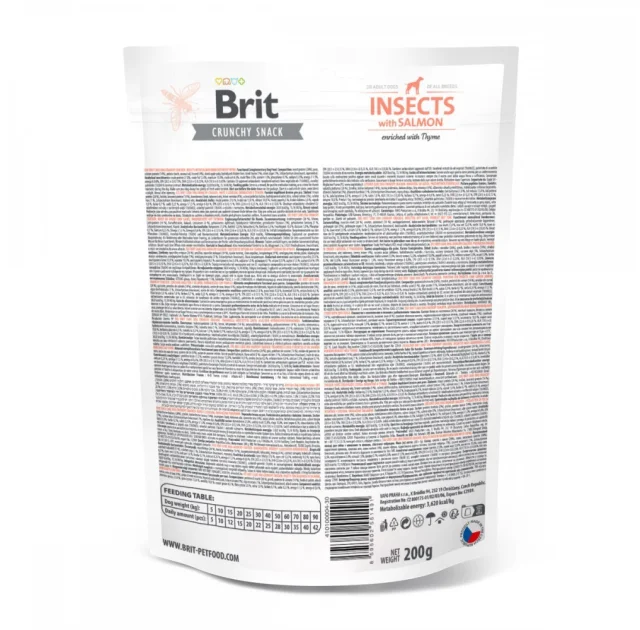 Ласощі Brit Care Crunchy Cracker Insects with Salmon для собак, для чутливого травлення комахи і лосось чебрець, 200 г