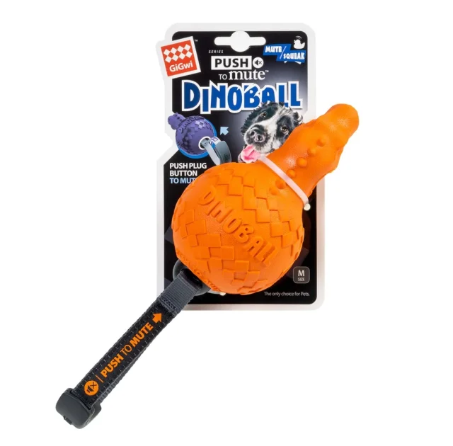 Іграшка GiGwi Push to mute, Дінобол Т-рекс для собак, гума, 28 см
