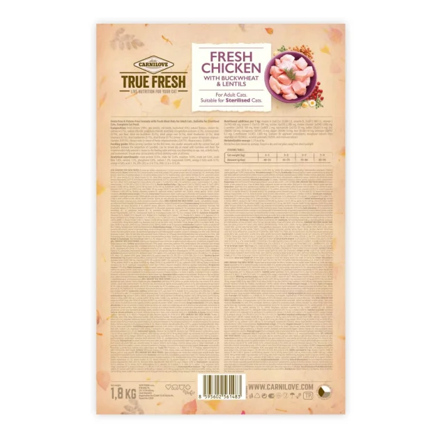 Сухой корм Carnilove True Fresh Cat Fish, для взрослых кошек, с курицей, 1.8 кг