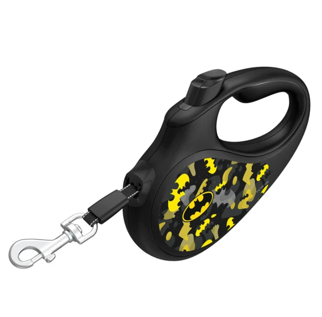 Поводок-рулетка Waudog R-leash для собак, рисунок "Бэтмен Узор", светоотражающая лента, черный, XS, 12 кг, 3 м