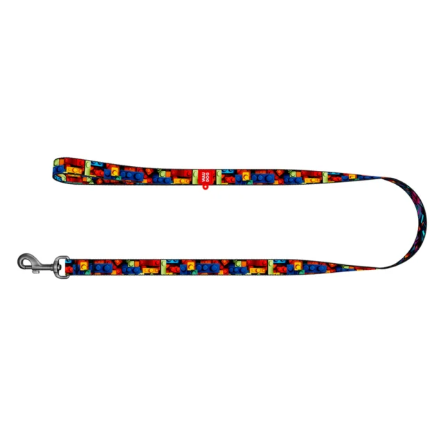Поводок Waudog Nylon для собак, рисунок "Блоки", нейлоновый, M, ширина: 20 мм, длина: 122 см