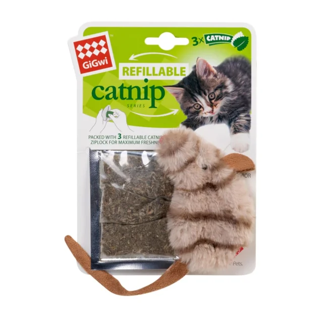 Игрушка GIGwi Catnip Мишка для кошек, з кошачей мятой, искусственный мех, 10 см