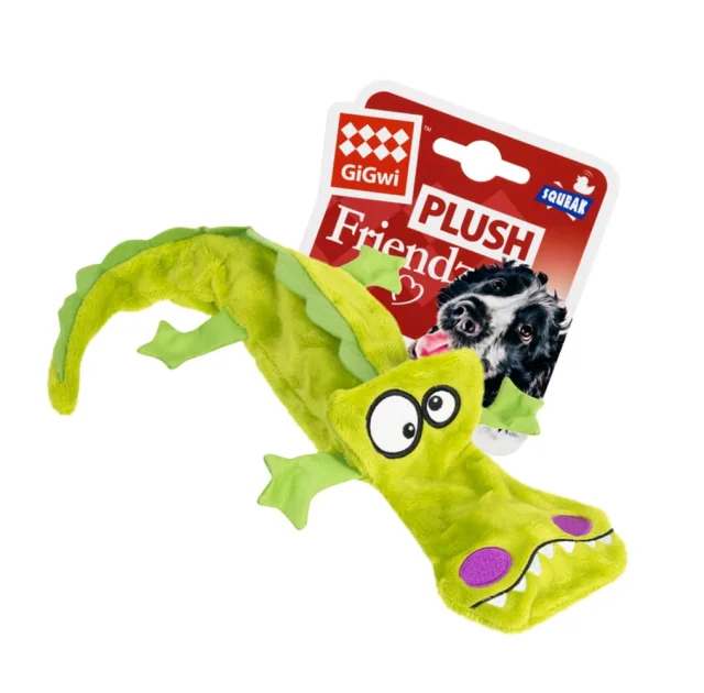 Іграшка GiGwi Plush Крокодил з 4-ма пищалками для собак, 38 см
