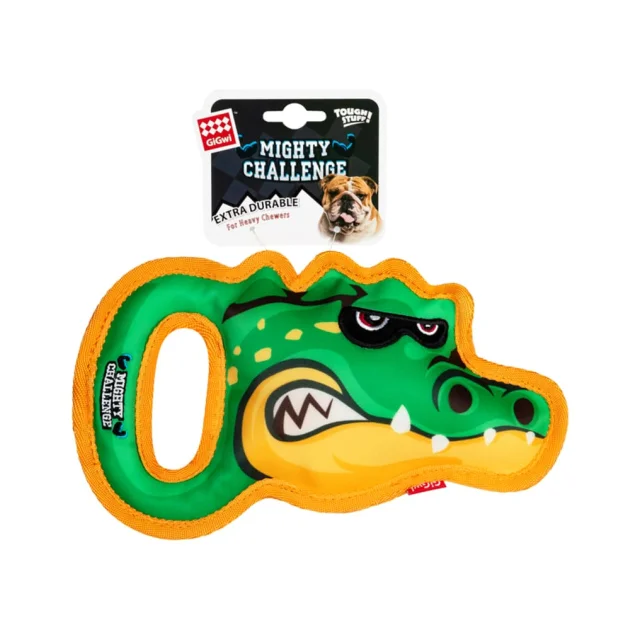 Игрушка GiGwi Mighty Challenge Крокодил с пищалкой для собак, износостойкий текстиль, M, 25 см