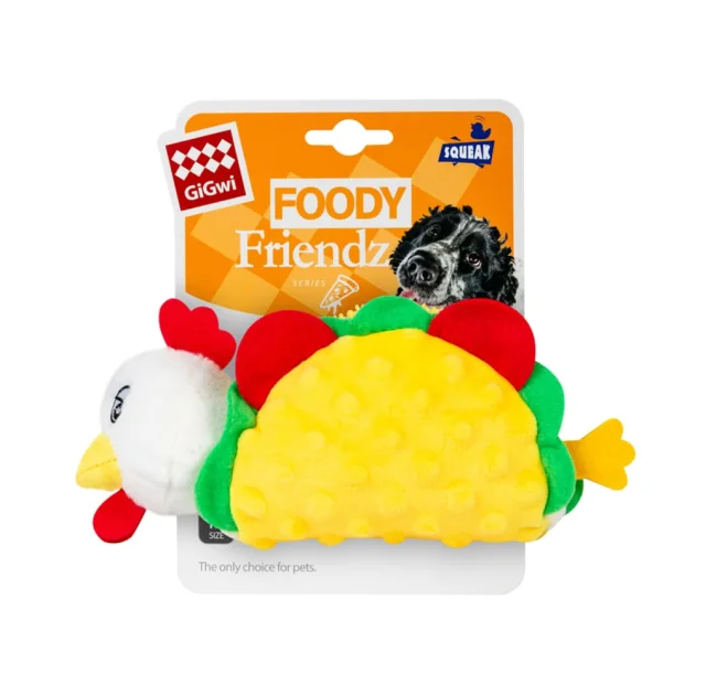 Іграшка GiGwi Foody Friends для собак, Курячий Тако з пищалкою, текстиль, плюш, 26 см
