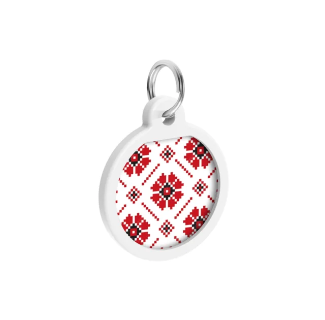 Адресник Waudog Smart ID з QR паспортом для собак і кішок, малюнок "Вишиванка", коло, 25 мм