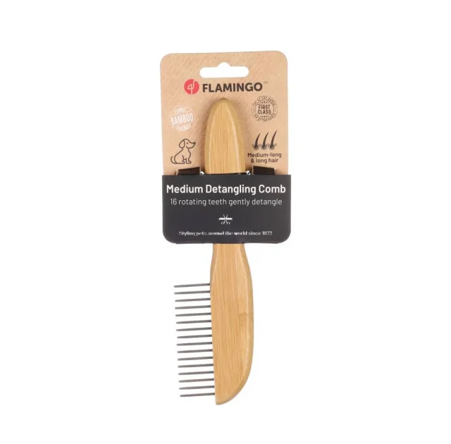 Граблі Flamingo Rotating Fine Babu для вичісування підшорстку у собак, 16 зубців, 21.5×5.5 см