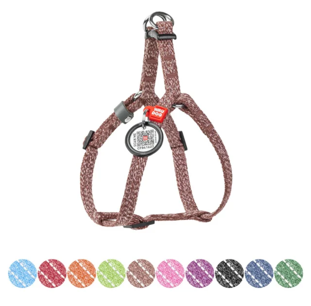 Шлея Waudog Re-cotton с QR паспортом для кошек/собак, хлопок, пластик, XS, ширина: 10 мм, охват: 28-40 см, коричневый