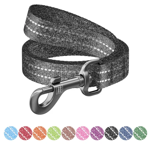 Поводок Waudog Re-cotton для собак из восстановленного хлопка, светоотражающий, ширина: 25 мм, длина: 150 см, L-XXL, серый