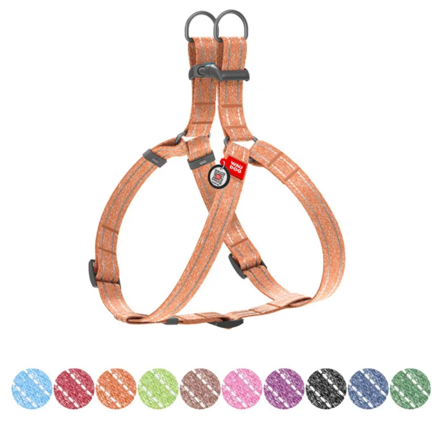 Шлей Waudog Re-cotton QR паспортом для собак из восстановленного хлопка, светоотражающий, ширина: 20 мм, длина: 50-80 см, M, оранжевый