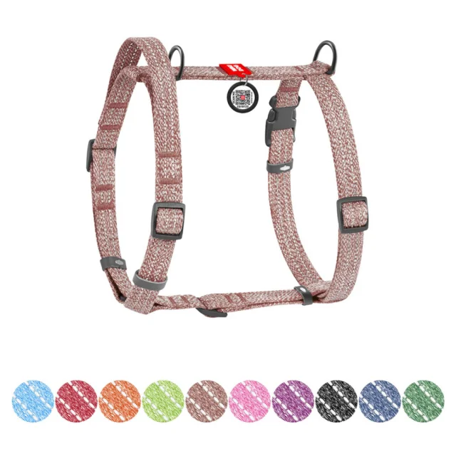 Шлей Waudog Re-cotton анатомическая Н-образный с QR-паспортом для собак с ручкой, светоотражающий, размер M, Ш: 20 мм, А: 43-60 см, В: 50-80 см, коричневый