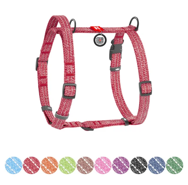 Шлей Waudog Re-cotton анатомическая Н-образный с QR-паспортом для собак с ручкой, светоотражающий, фастекс, размер L, Ш: 25 мм, А: 60-85 см, В: 60-100 см, красный