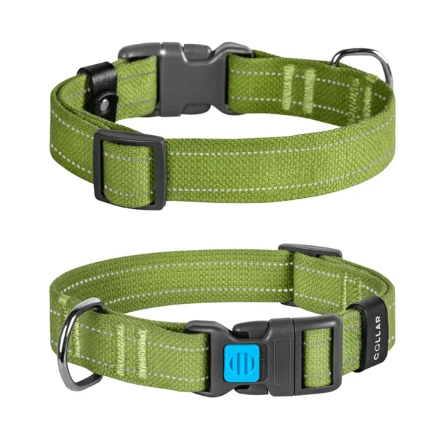Нашийник CoLLaR для собак брезент, бавовняна тасьма, пластиковий фастекс, M, Ш: 25 мм, Д: 33-49 см