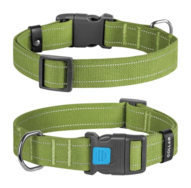Нашийник CoLLaR для собак брезент, бавовняна тасьма, пластиковий фастекс, L, Ш: 35 мм, Д: 46-69 см