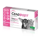 Краплі KRKA Селафорт від бліх, кліщів і гельмінтів для собак та котів вагою до 2.5 кг, 1 піпетка