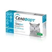 Капли KRKA Селафорт от блох, клещей и гельминтов для кошек весом 2.6-7.5 кг, 1 пипетка
