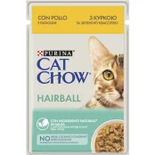 Вологий корм Purina Cat Chow Hairball Control для виведення шерсті у котів, з куркою та зеленою квасолею, 85 г