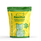 Силикагель наполнитель Хвостик для кошек, с зелеными гранулами, мелкая фракция, 3.6 л