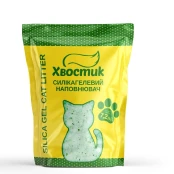 Силикагель наполнитель Хвостик для кошек, с зелеными гранулами, мелкая фракция, 7.2 л