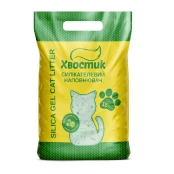 Силикагелевый наполнитель Хвостик для кошачьего туалета, с зелеными гранулами, большая фракция, 15 л