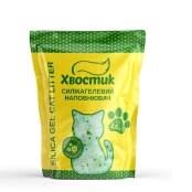 Силикагелевый наполнитель Хвостик для кошачьего туалета, с зелеными гранулами, большая фракция, 3.6 л