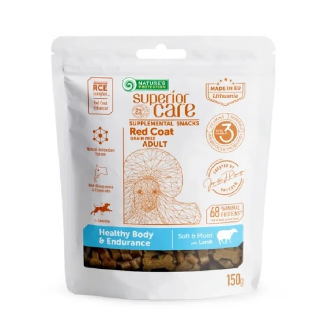 Беззернові ласощі Nature's Protection Superior Care Red Coat Healthy Body&Endurance для дорослих собак, ягня, 150 г