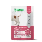 Влажный корм Nature's Protection Skin&Coat для взрослых собак, здоровая кожа и шерсть, курица и лосось, 100 г