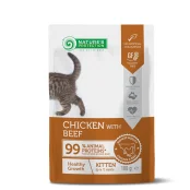 Вологий корм Nature's Protection Healthy Growth Kitten, для кошенят з куркою та яловичиною для підтримки здорового росту, 100 г