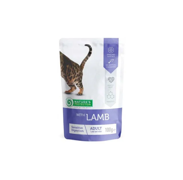 Вологий корм Nature's Protection Sensitive Digestion, для котів із чутливим травленням, з ягням, 100 г