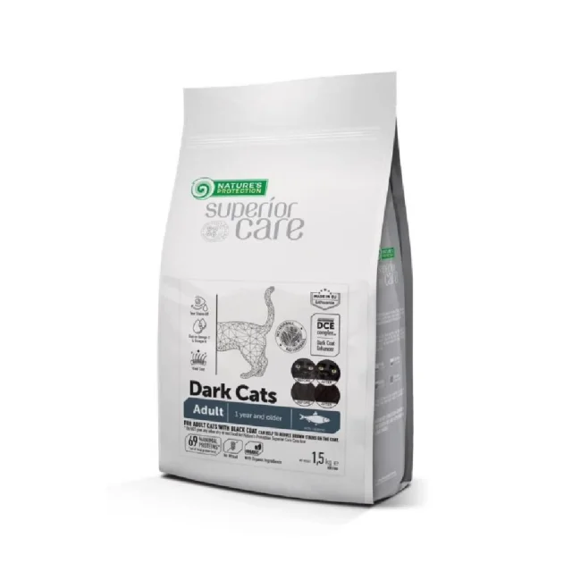 Сухий беззерновий корм Nature's Protection Superior Care Dark Cats для дорослих котів, з оселедцем, 7 кг