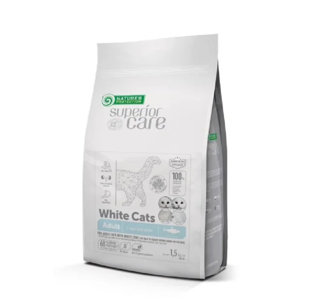 Сухий беззерновий корм Nature's Protection Superior Care White Cats для дорослих котів, з оселедцем, 7 кг