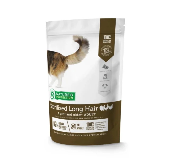 Сухий корм Nature's Protection Sterilised Long Hair, для довгошерстих дорослих котів, після стерилізації, 7 кг
