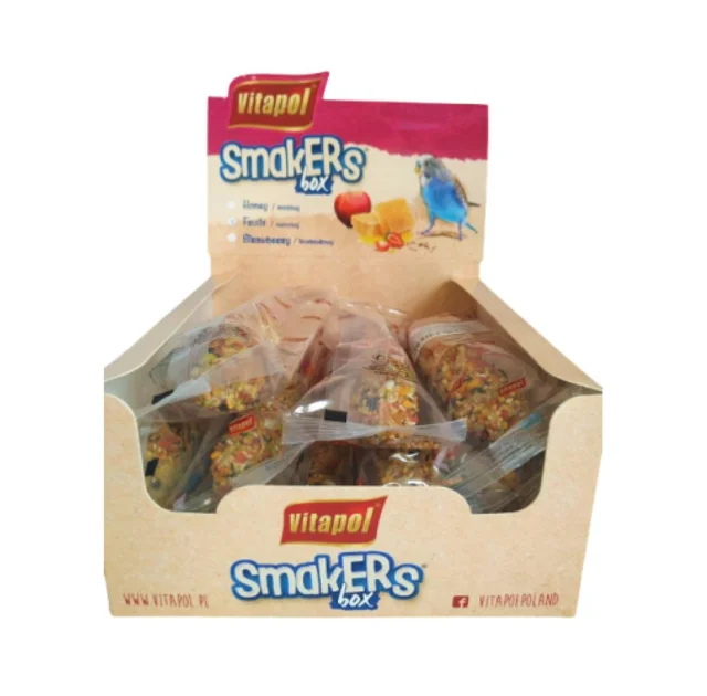 Ласощі колба Vitapol Smakers Box для папуг, зі смаком фруктів, упаковка, 1 шт