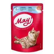 Вологий корм Мяу для котів, рибне асорті в ніжному соусі, 85 г