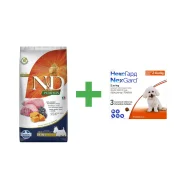 Акционный набор сухой корм Farmina N&D для малых пород собак, тыква, ягненок и черника, 2.5 кг + Nexgard 2-4 кг, 3 табл