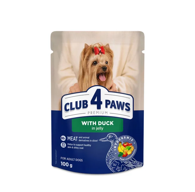 Вологий корм Club 4 Paws Premium Duck in Jelly для дорослих собак малих порід, качка в желе, 100 г