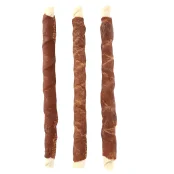 Лакомство Flamingo СНЕК R'HIDE, жевательные стики из говяжьей кожи, обернутые мясом кролика, для собак, 280 г (3 шт, 28 см)