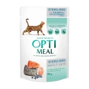 Вологий корм Optimeal Sterilised & Neutered Cats Salmon & Blueberry in Jelly для стерилізованих та кастрованих котів, лосось і чорниця в желе, пауч, 85 г