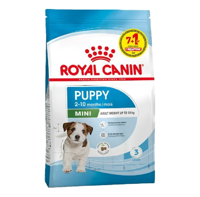Сухий корм Royal Canin Mini Puppy для цуценят дрібних порід до 10 місяців, 7 кг + 1 кг у подарунок