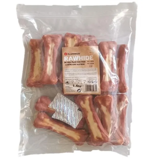 Жевательные кости Flamingo с мясом утки, 15 см, для собак, 16 шт, 1.6 кг